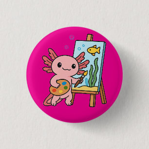 Badge Rond 2,50 Cm Bouton de peinture de l'artiste mignon Axolotl