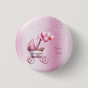 Badge Rond 2,50 Cm Bouton de poussette rose