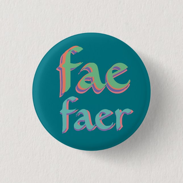 Badge Rond 2,50 Cm bouton de pronom de faer de fae (Devant)