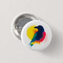 Badge Rond 2,50 Cm Bouton de silhouette du Crow de peinture à ressort