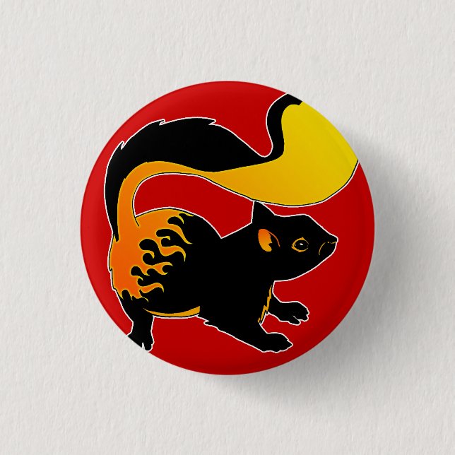 Badge Rond 2,50 Cm Bouton d'écureuil du feu (Devant)
