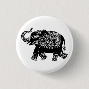Badge Rond 2,50 Cm Bouton d'éléphant Mehedi Floral
