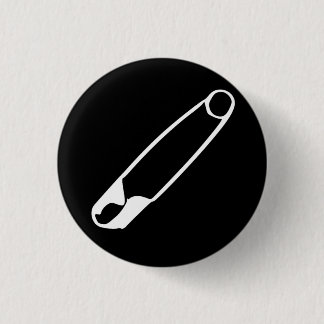 Badge Rond 2,50 Cm Bouton d'épingle de sécurité - blanc sur noir