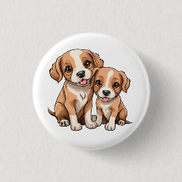 Badge Rond 2,50 Cm bouton DEUX CHIOTS