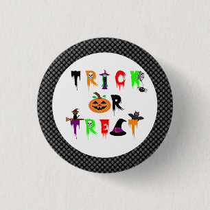 Badge Rond 2,50 Cm Bouton d'Halloween ou Bouton de traitement