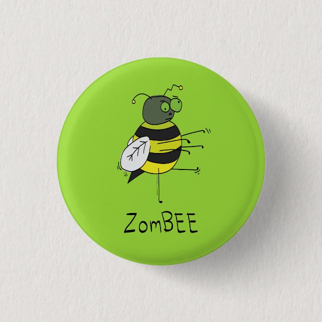 Badge Rond 2,50 Cm Bouton d'Halloween ZomBEE Zombie Bee (Devant)