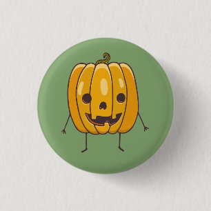 Badge Rond 2,50 Cm Bouton d'illustration Citrouille amusant