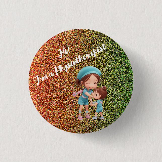 Badge Rond 2,50 Cm Bouton d'insigne physiotherapiste mignon (Devant)