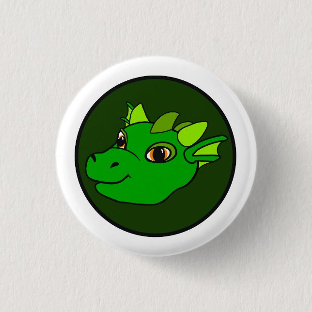 Badge Rond 2,50 Cm Bouton Dragon vert (Devant)