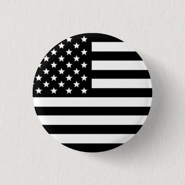 Badge Rond 2,50 Cm Bouton drapeau américain noir et blanc (Devant)