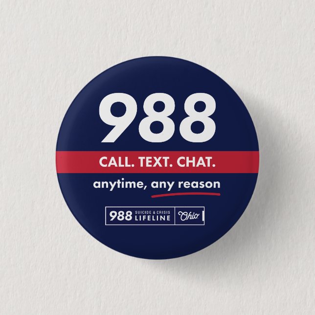 Badge Rond 2,50 Cm Bouton du logo 988 (Devant)