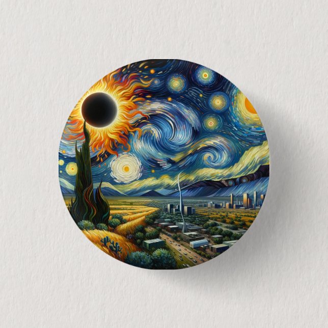 Badge Rond 2,50 Cm Bouton Éclipse sur le Texas (Devant)