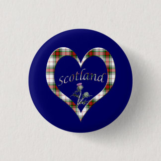 Badge Rond 2,50 Cm Bouton écossais de chardon de coeur de tartan