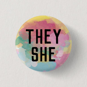 Badge Rond 2,50 Cm Bouton Elle Pronounouns