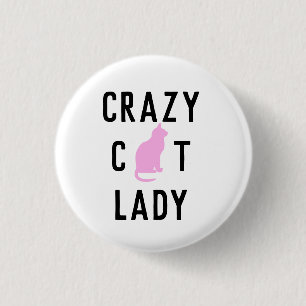 Badge Rond 2,50 Cm Bouton épinglé Dame Chats Folle