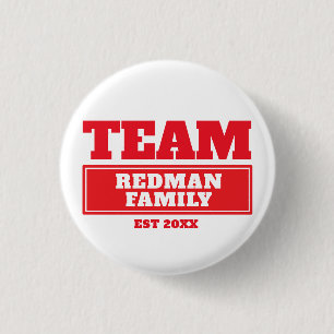 Badge Rond 2,50 Cm Bouton Famille personnalisée ou équipe rouge