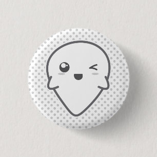 Badge Rond 2,50 Cm Bouton Fantôme Kawaii Winking