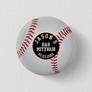 Badge Rond 2,50 Cm Bouton Faveur de la barre de baseball Mitzvah Noir