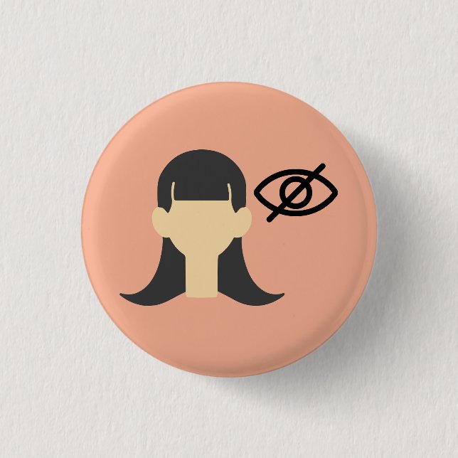 Badge Rond 2,50 Cm Bouton Fille avec vision basse (Devant)