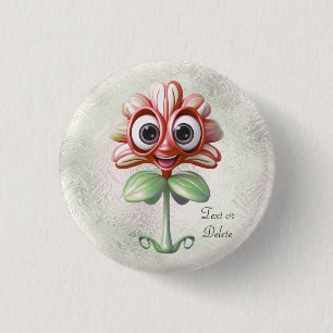 Badge Rond 2,50 Cm Bouton Fleur Rouge