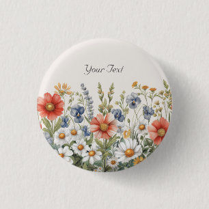 Badge Rond 2,50 Cm Bouton Fleur sauvage coloré