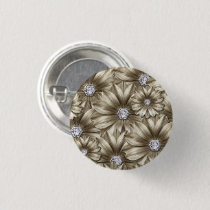 Badge Rond 2,50 Cm Bouton Fleurs de diamant