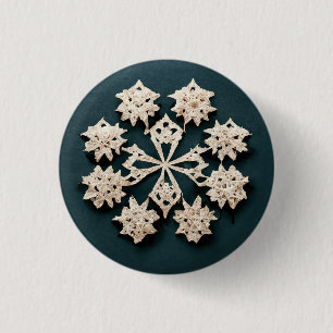 Badge Rond 2,50 Cm Bouton flocon de neige mignon.