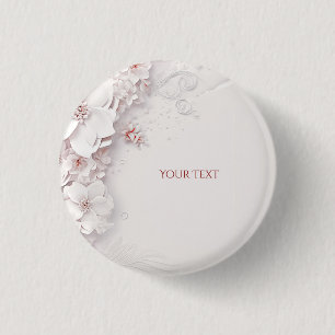 Badge Rond 2,50 Cm Bouton floral rose blush ivoire