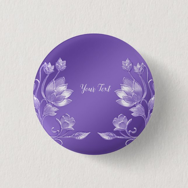 Badge Rond 2,50 Cm Bouton floral violet élégant (Devant)