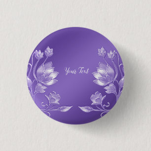 Badge Rond 2,50 Cm Bouton floral violet élégant