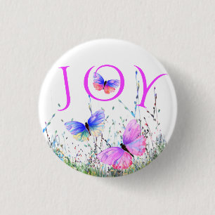 Badge Rond 2,50 Cm Bouton Flying Butterflies Spring Joy