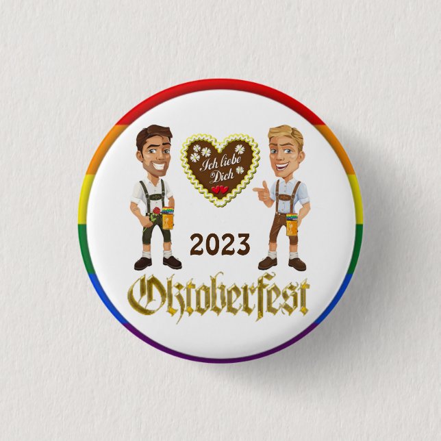 Badge Rond 2,50 Cm Bouton Gay LGBTQIA+ Oktoberfest 2023 Gay Pin (Devant)