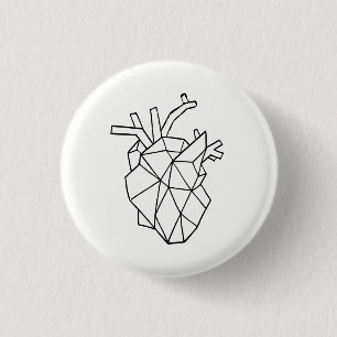 Badge Rond 2,50 Cm Bouton géométrique de coeur
