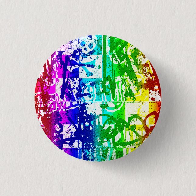 Badge Rond 2,50 Cm Bouton Graffiti Arc-en-ciel (Devant)