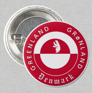 Badge Rond 2,50 Cm Bouton Groenland, Patriotique, Drapeau Groenland