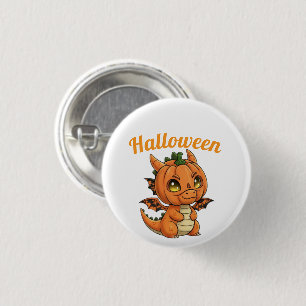 Badge Rond 2,50 Cm Bouton Halloween Citrouille de Bébé Dragon Caprici