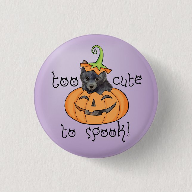 Badge Rond 2,50 Cm Bouton Halloween Schipperke (Devant)