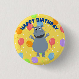 Badge Rond 2,50 Cm Bouton Happy Hippo