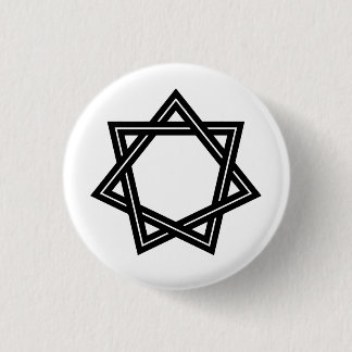 Badge Rond 2,50 Cm Bouton Heptagram Obtuse (Noir)