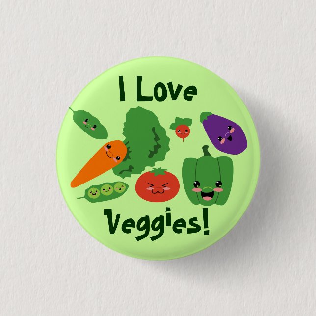 Badge Rond 2,50 Cm Bouton heureux de légume (Devant)