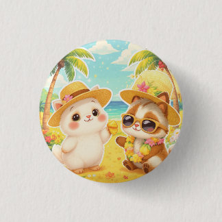 BADGE ROND 2,50 CM BOUTON HEUREUX KAWAII HAWAI