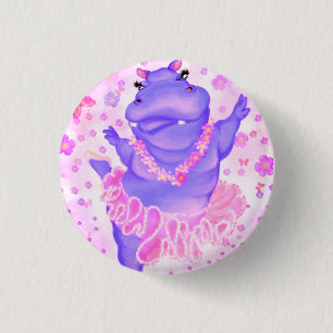 Badge Rond 2,50 Cm Bouton Hippo Ballerina