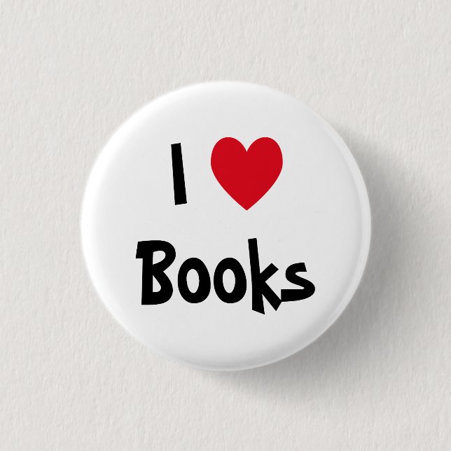 Badge Rond 2,50 Cm Bouton I Love Books (Devant)