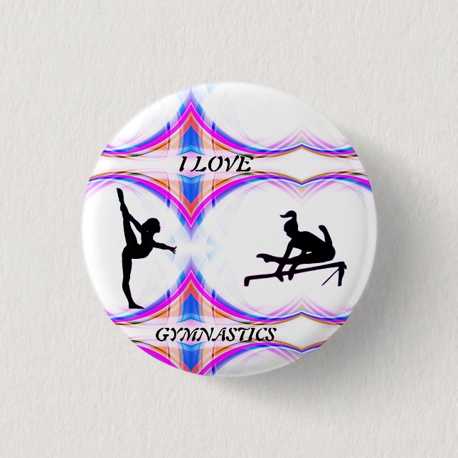 Badge Rond 2,50 Cm Bouton I Love Gymnastique (Devant)