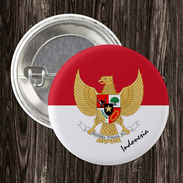 Badge Rond 2,50 Cm Bouton Indonésie, Drapeau patriotique indonésien (Créateur téléchargé)
