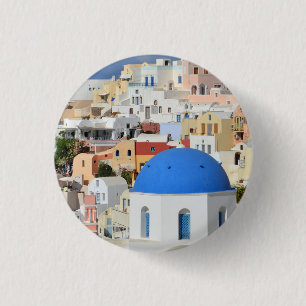Badge Rond 2,50 Cm Bouton/insigne d'architecture de Santorini