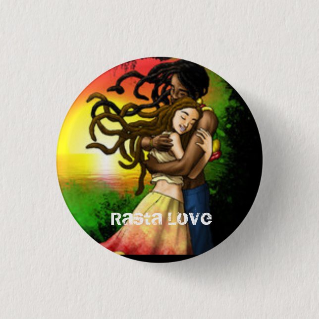 Badge Rond 2,50 Cm Bouton interracial de Rasta d'amour (Devant)