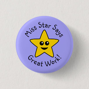Badge Rond 2,50 Cm Bouton Jaune Bonne Étoile Grand Travail