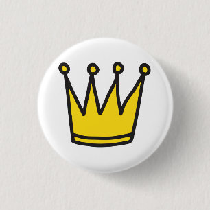 Badge Rond 2,50 Cm Bouton jaune de couronne