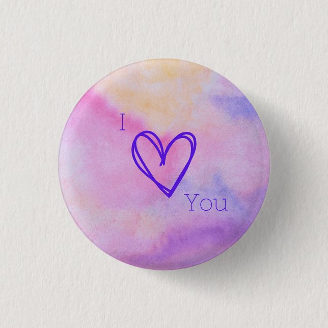 Badge Rond 2,50 Cm Bouton Je t'aime (Devant)